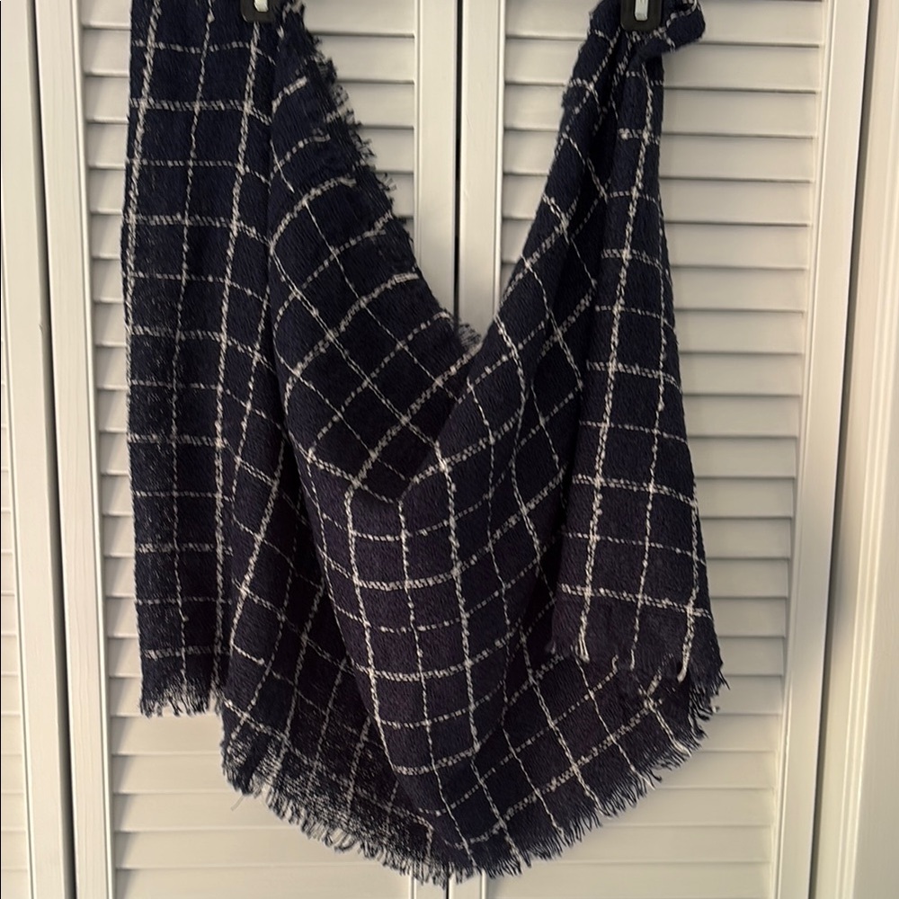 Navy and White Checkered Scarf